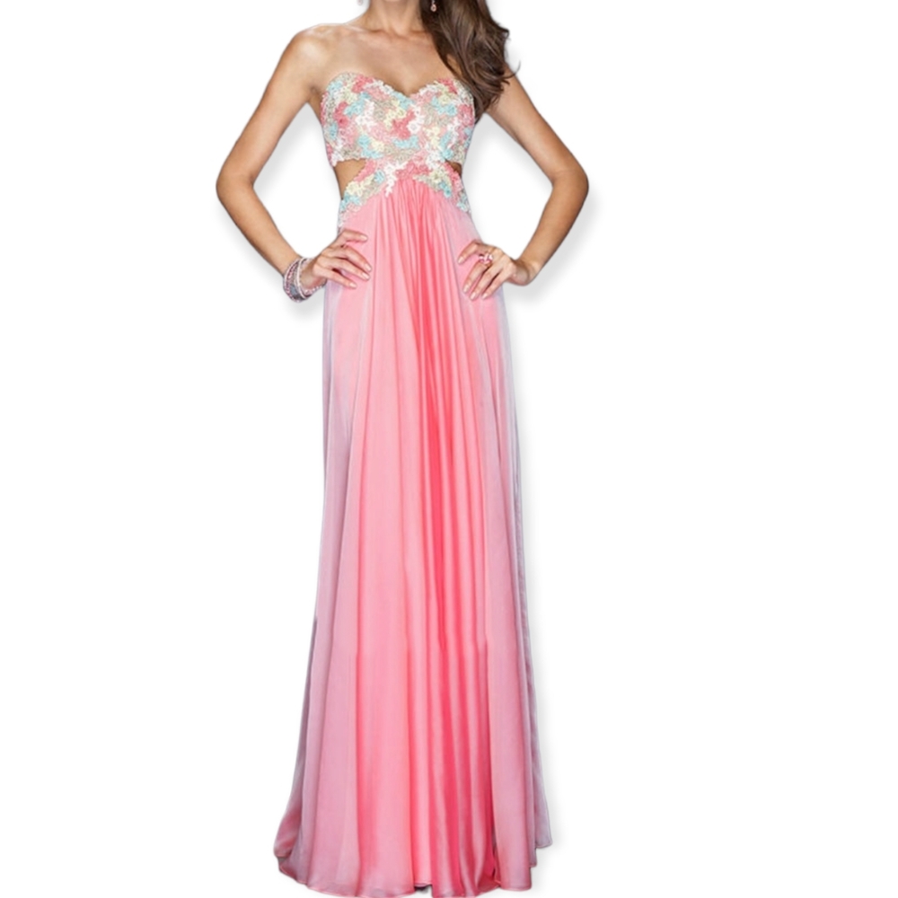 NWOT Customized Illusion Embroidered Bodice Gown Size 6